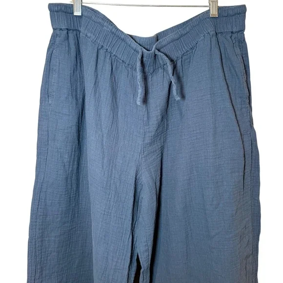 Pact Organic Coastal Double Gauze Split Hem Pants Blue Size XXL Lagenlook - Picture 3 of 11